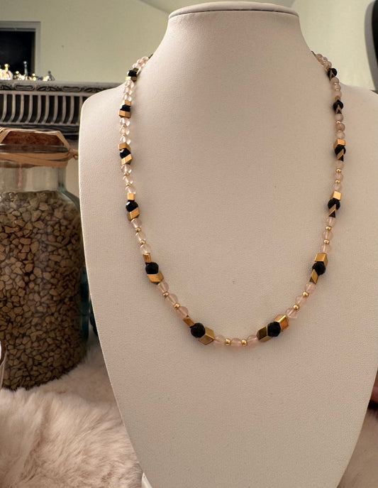 Naszyjnik Eclipse No. 03 – Rose Quartz & Black Tourmaline