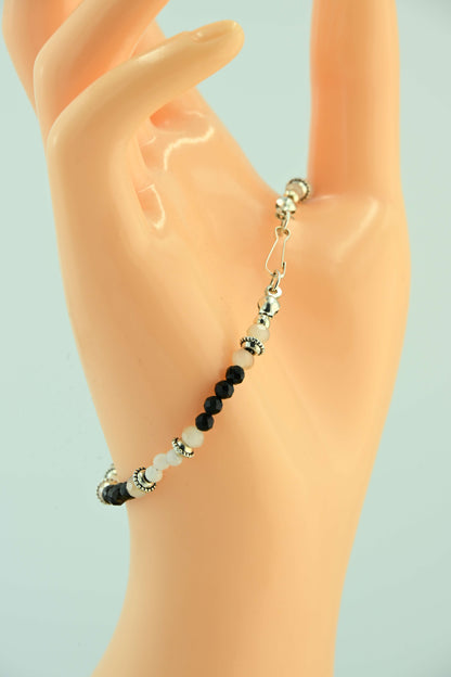 Bransoletka z turmalinem i kamieniem księżycowym – ręcznie robiona biżuteria handmade – bellamaga