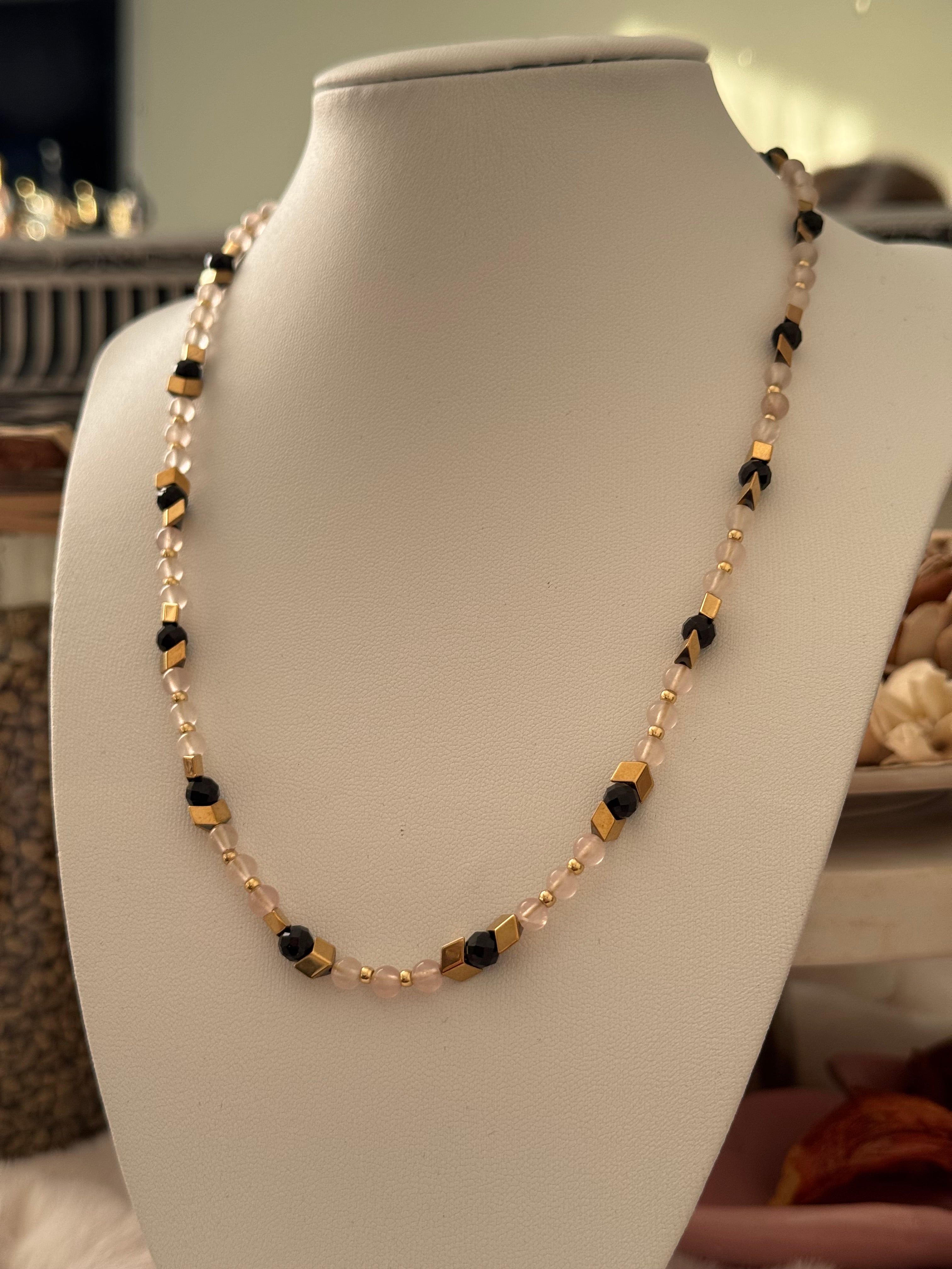 Naszyjnik Eclipse No.03 – Rose Quartz & Black Tourmaline