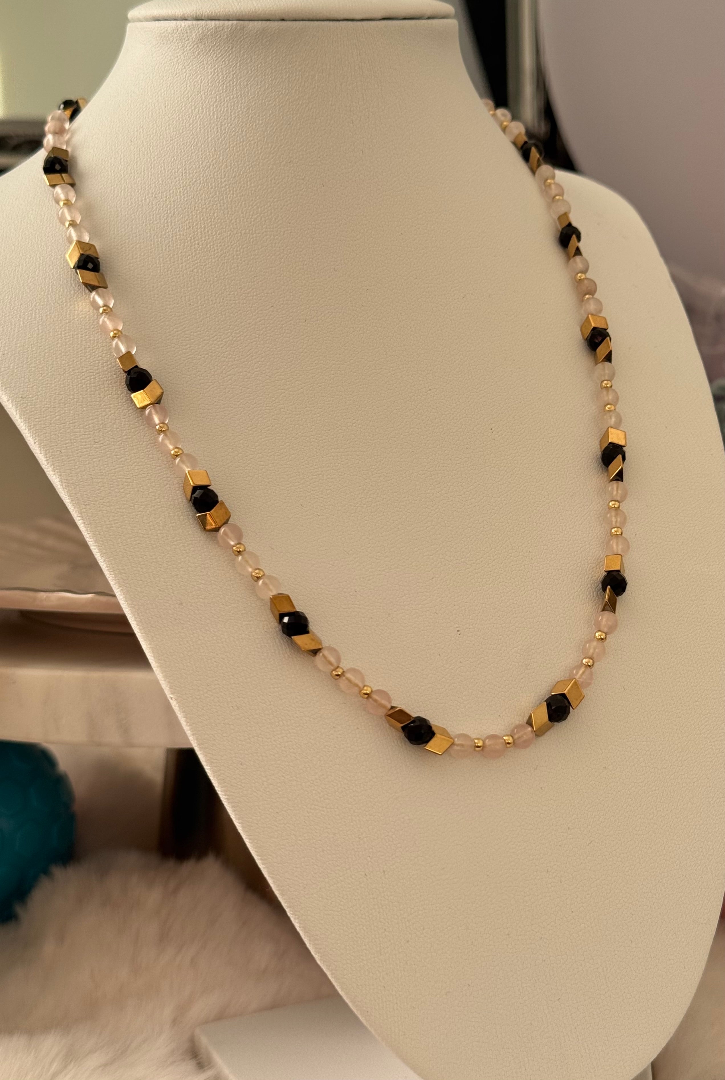 Naszyjnik Eclipse No.03 – Rose Quartz & Black Tourmaline