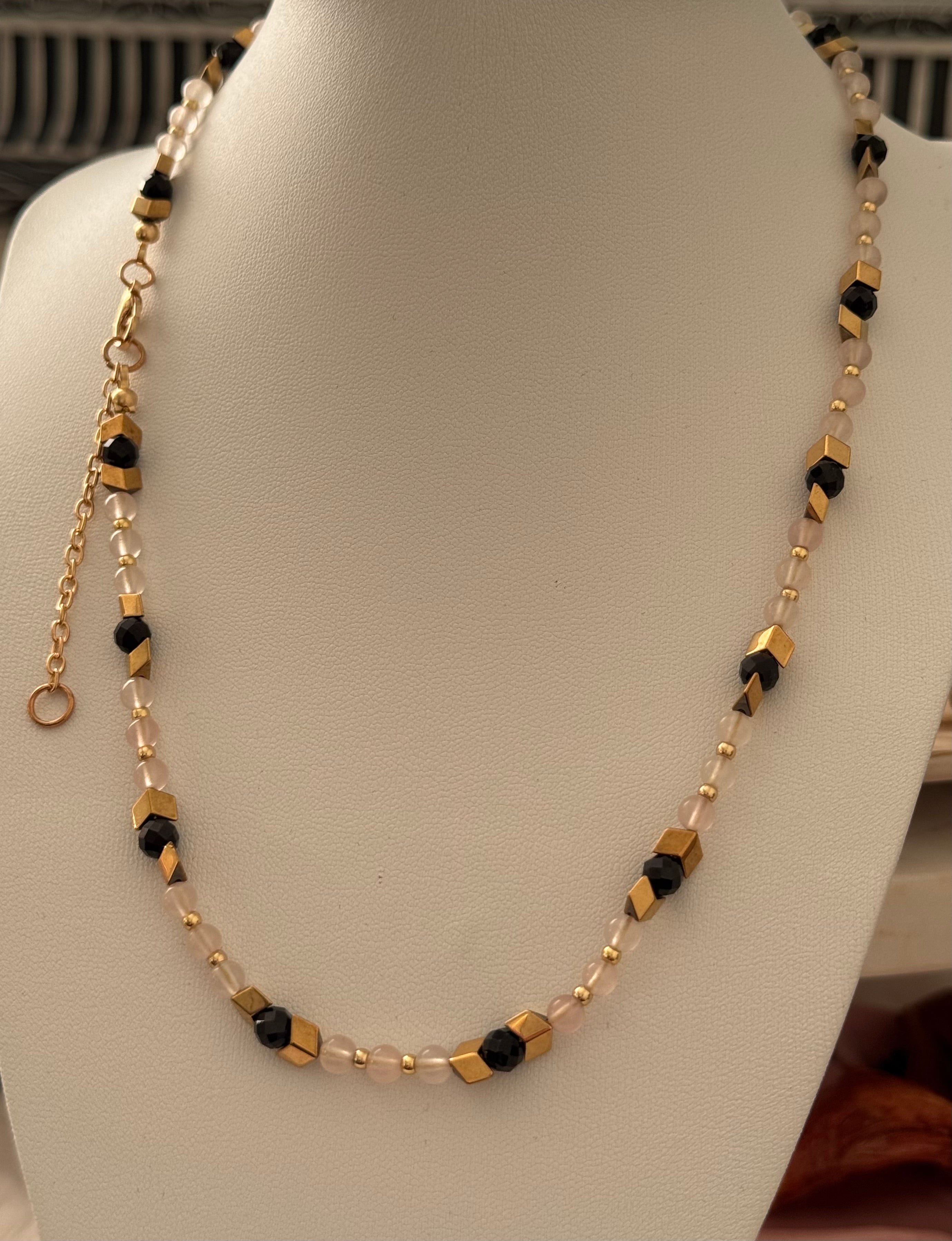 Naszyjnik Eclipse No.03 – Rose Quartz & Black Tourmaline