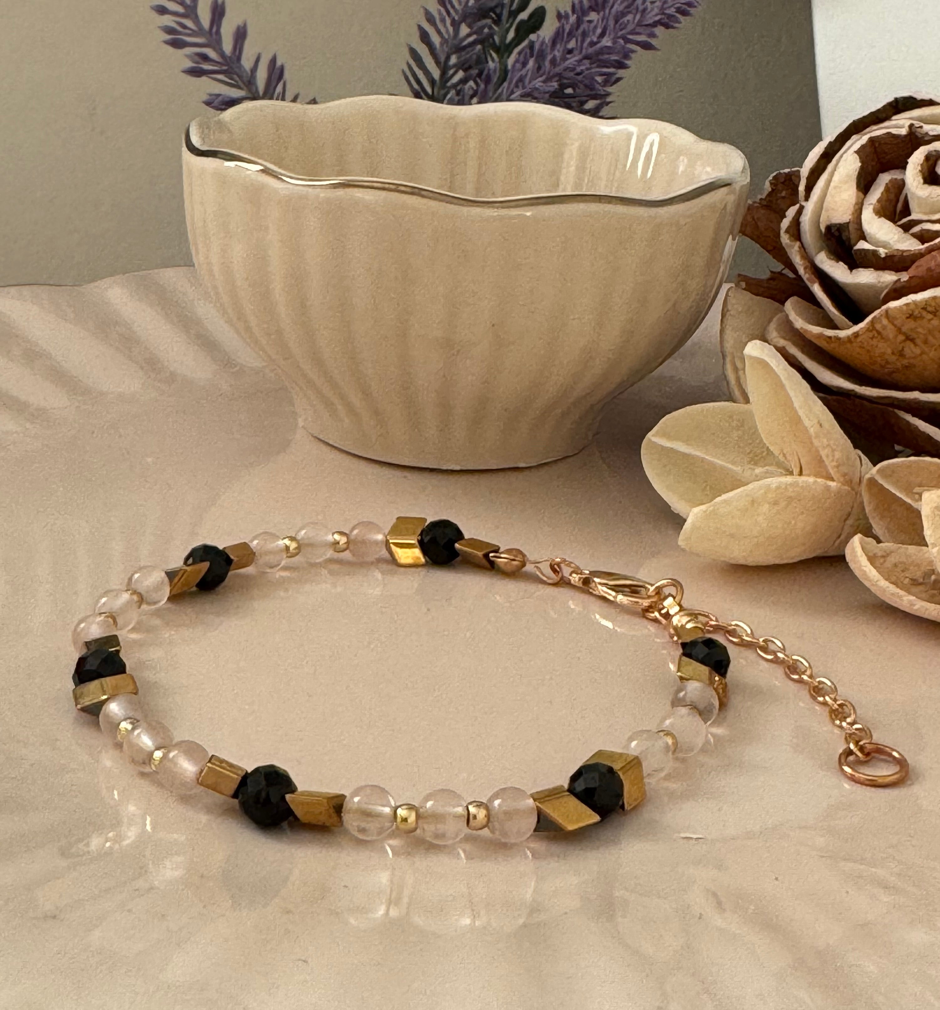 Bransoletka Eclipse No.03 – Rose Quartz & Black Tourmaline