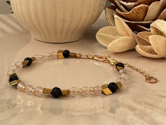 Bransoletka Eclipse No. 03 – Rose Quartz & Black Tourmaline