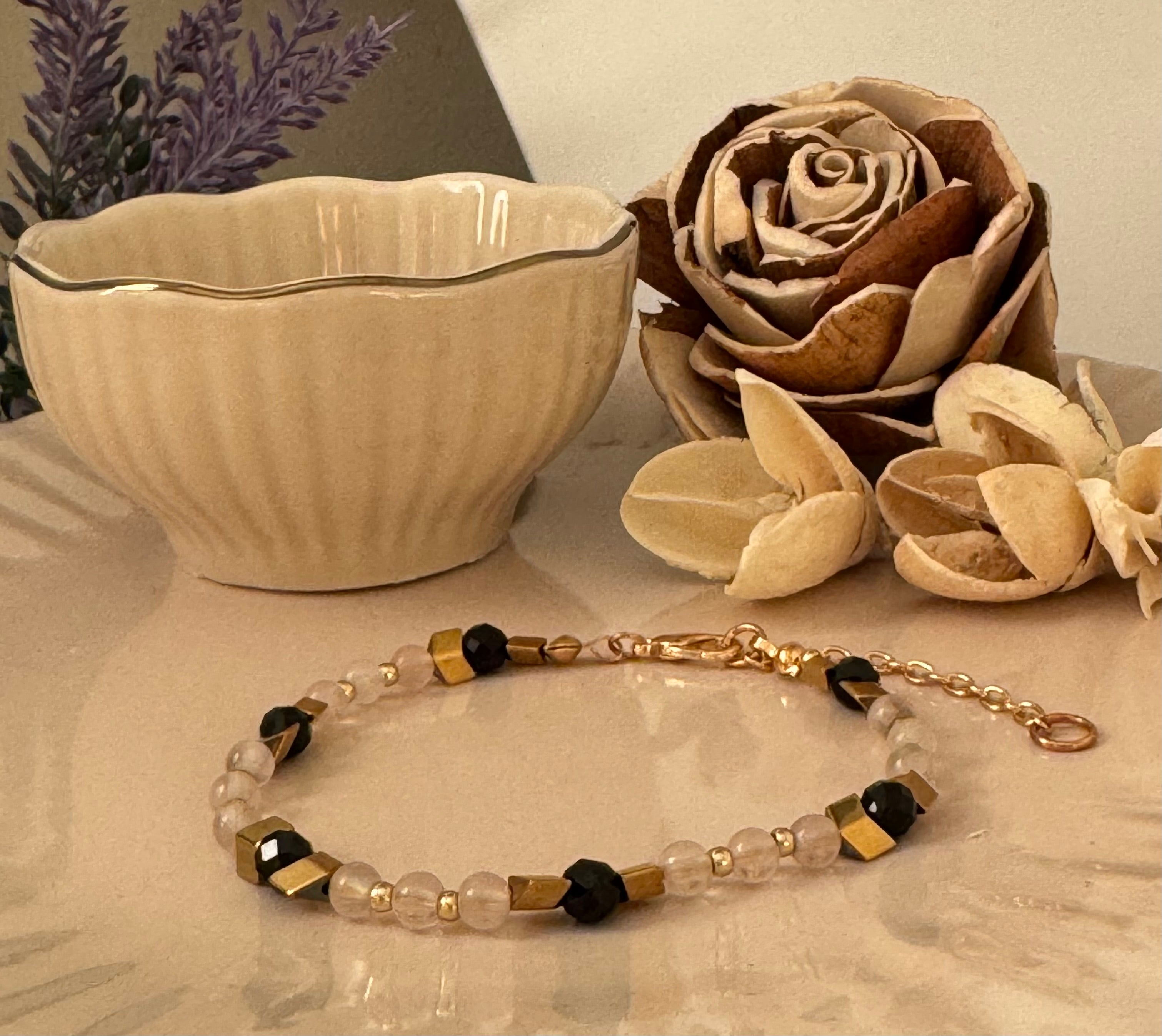 Bransoletka Eclipse No.03 – Rose Quartz & Black Tourmaline