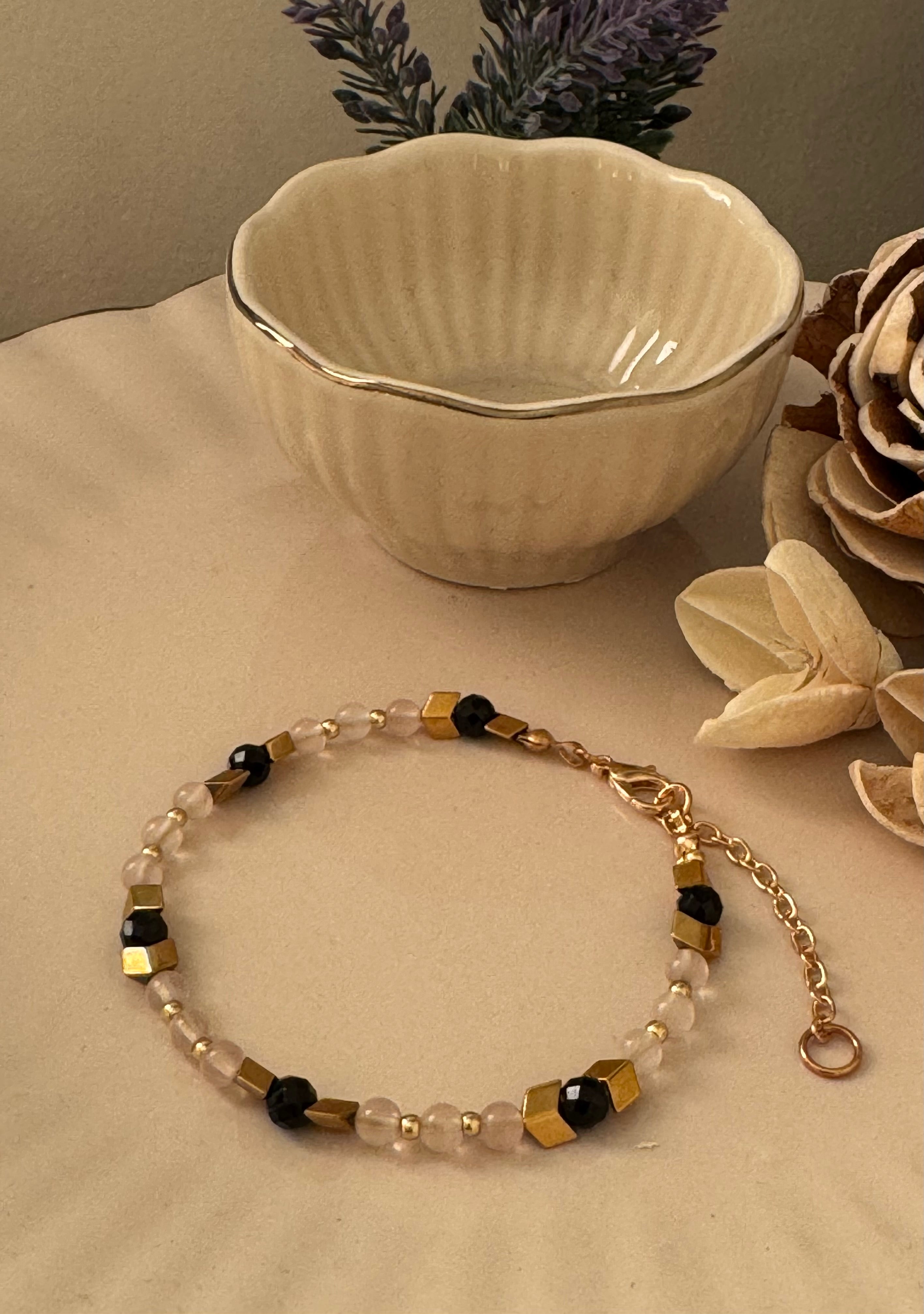 Bransoletka Eclipse No.03 – Rose Quartz & Black Tourmaline