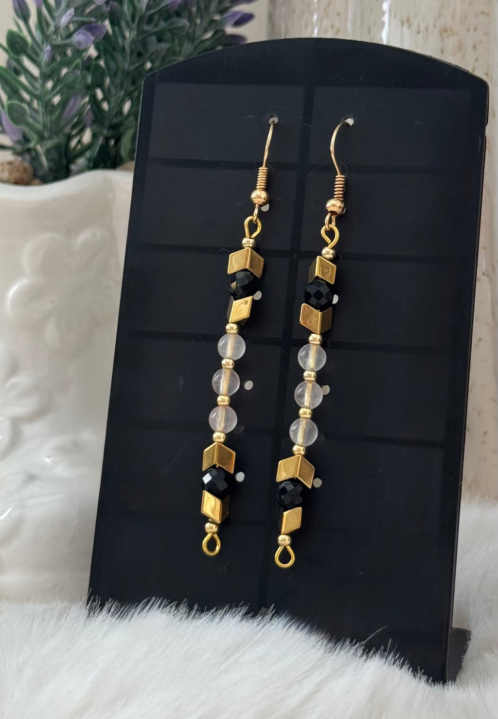 Kolczyki Eclipse No.03 – Rose Quartz & Black Tourmaline